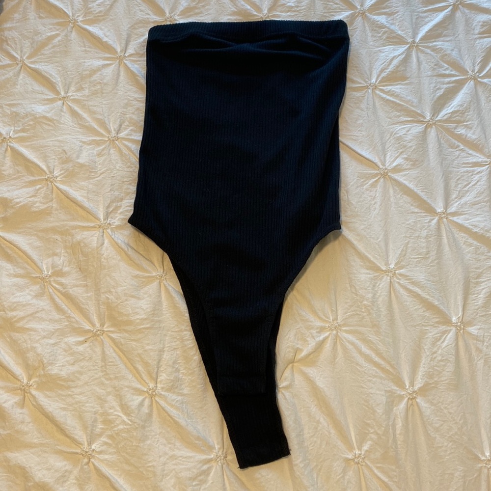 Black, ribbed, strapless bodysuit from Topshop- worn only once!